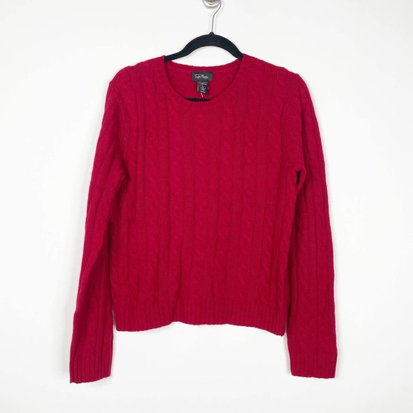 Taylor Marcs Sweaters - 100% Cashmere Crew Neck Sweater Large Red Cable-Knit #5414
